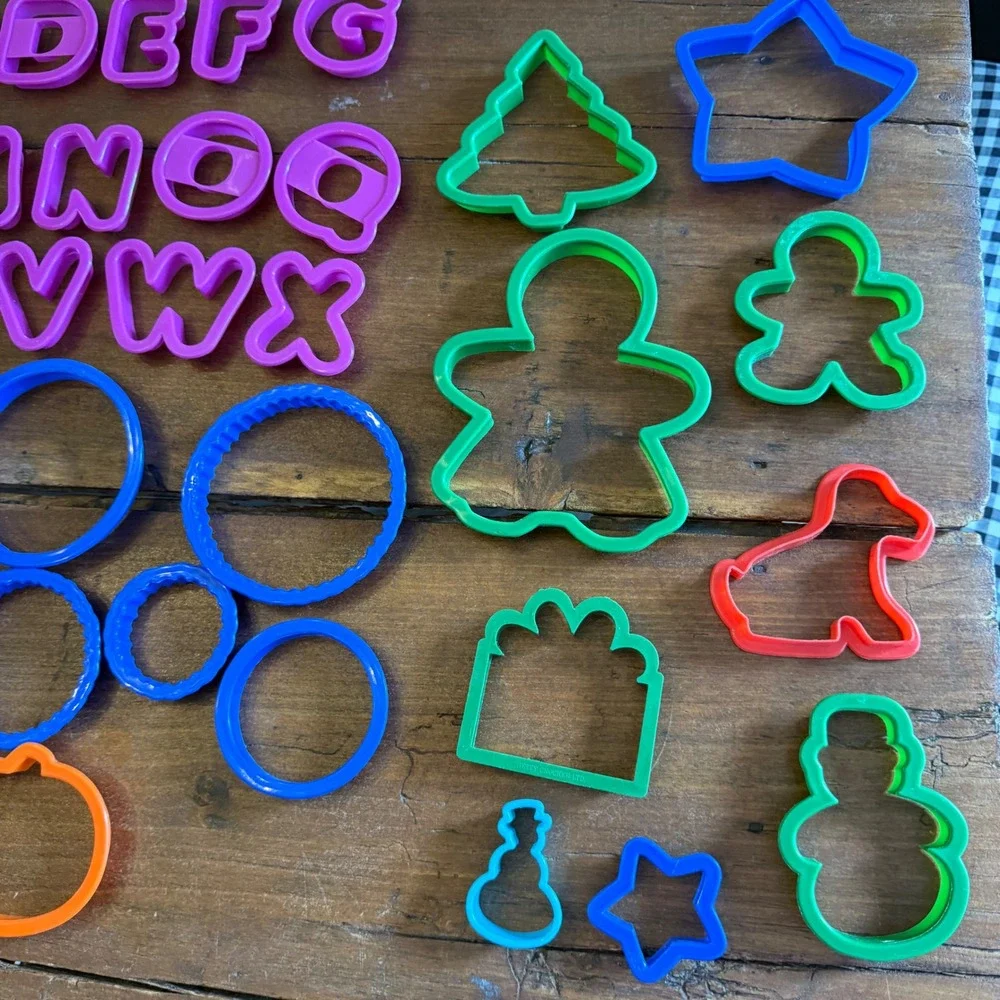 Cookie Cutters Lot of 53 Alphabet Shapes Holiday‎ Baking Supplies Plastic Crafts